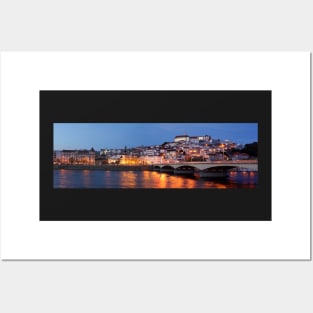 Old town, river, Mondego, Coimbra, Portugal, city, evening, dusk Posters and Art